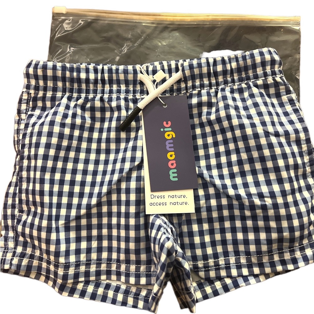 Navy blue checkered toddler shorts